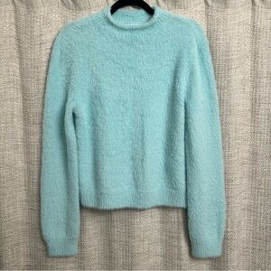 Universal Thread Mock Neck Fuzzy Eyelash Sweater Blue Size Medium Cozy Preppy